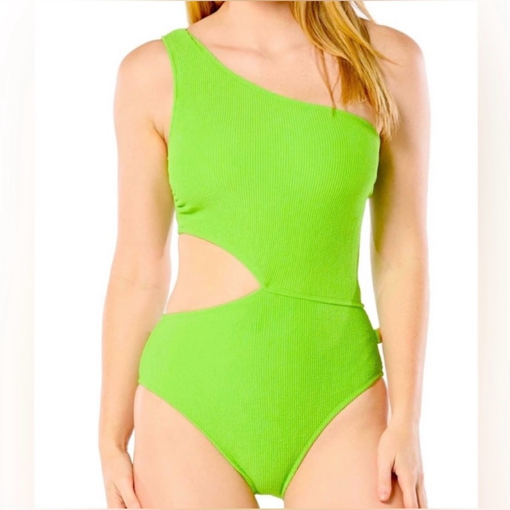 Michael Kors Ribbed Asymmetrical Swimsuit